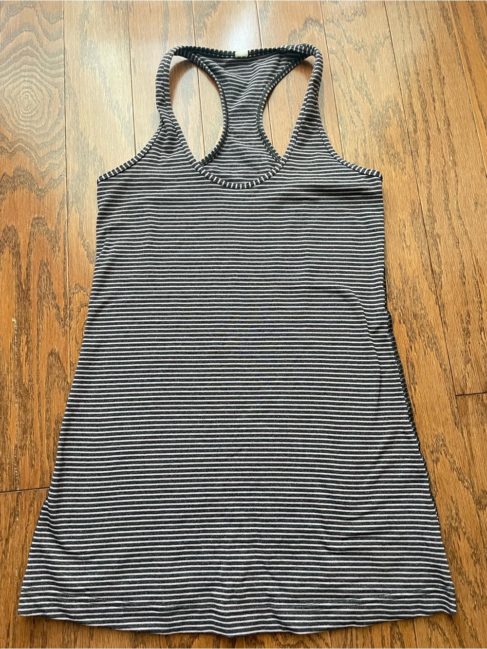 Lululemon Women’s Black and Dusty Pink Striped Racerback Tank Top